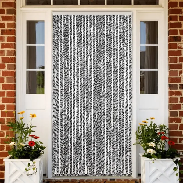 Rideau anti-mouches gris et noir et blanc 100x200 cm chenille