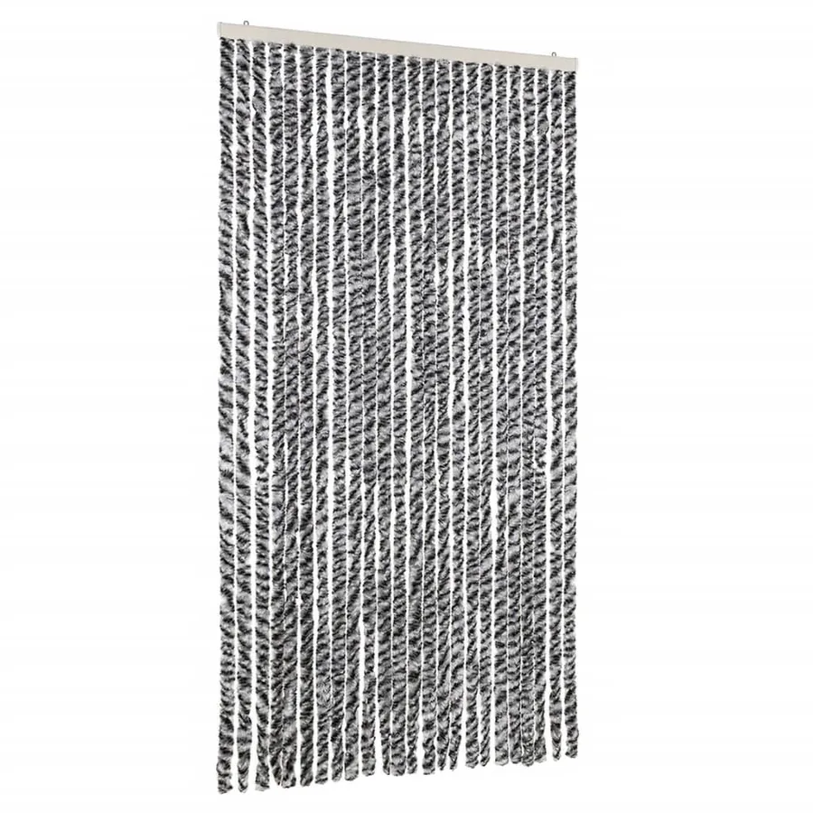 Rideau anti-mouches gris et noir et blanc 100x200 cm chenille - 2