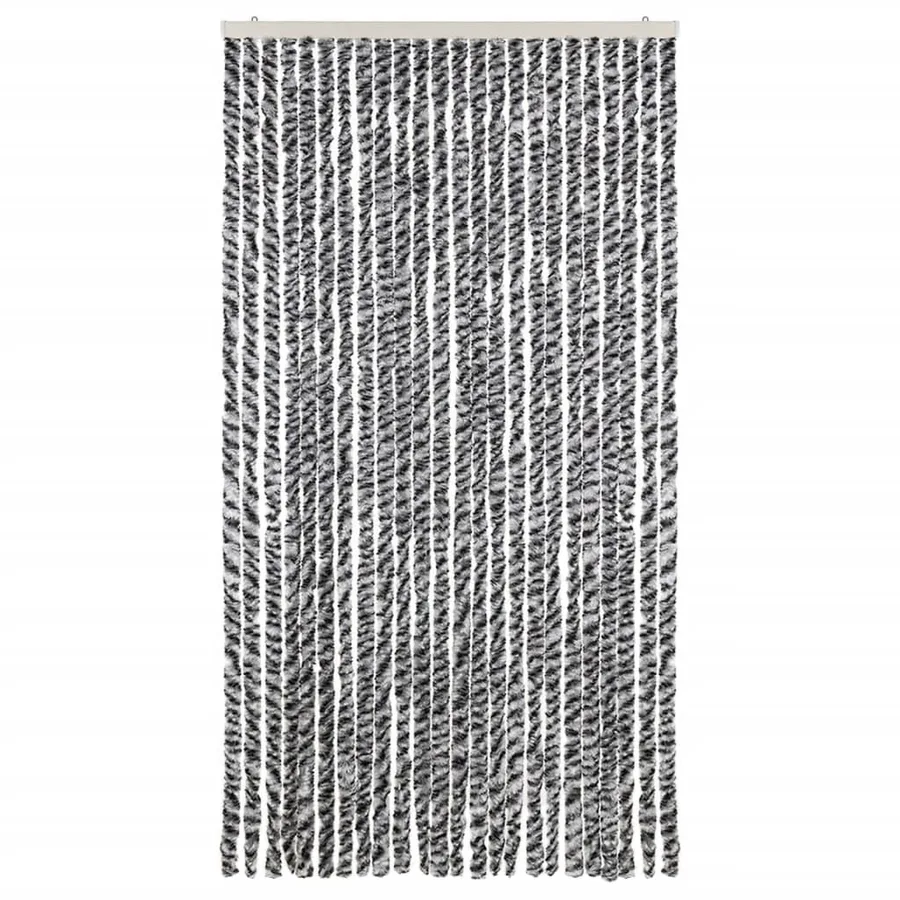 Rideau anti-mouches gris et noir et blanc 100x200 cm chenille - 3