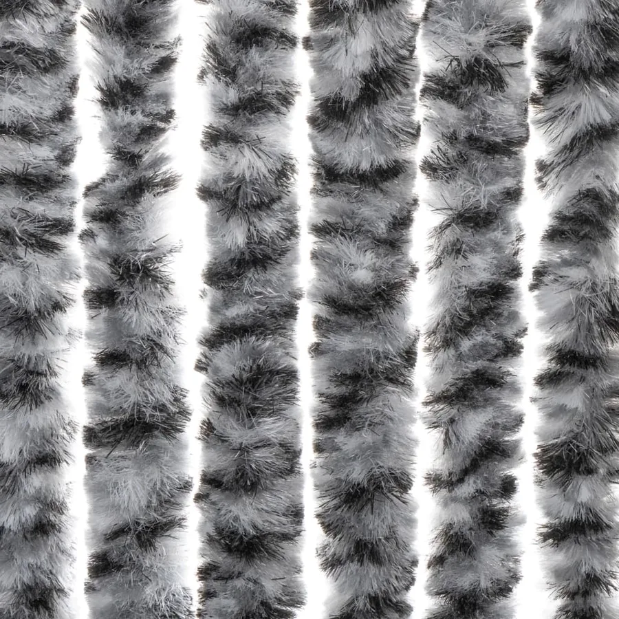 Rideau anti-mouches gris et noir et blanc 100x200 cm chenille - 6
