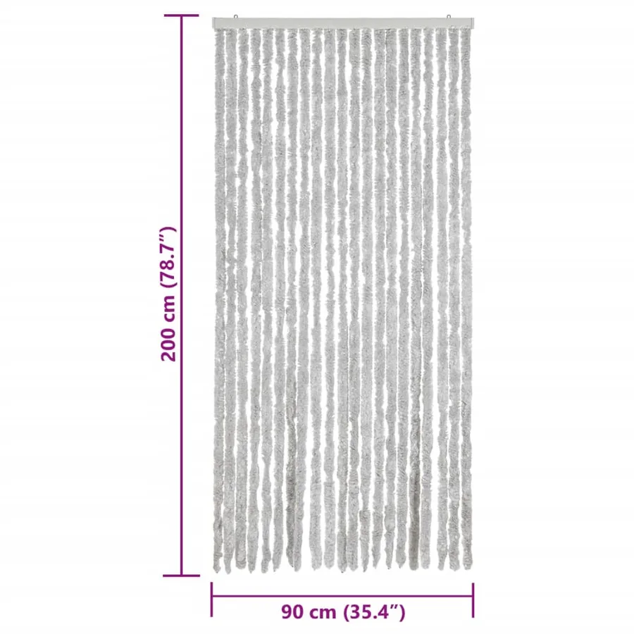 Rideau anti-mouches gris 90x200 cm chenille - 7