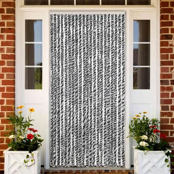 Rideau anti-mouches gris et noir et blanc 90x200 cm chenille