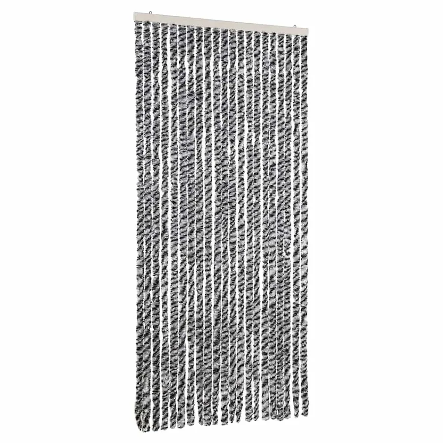 Rideau anti-mouches gris et noir et blanc 90x200 cm chenille - 2