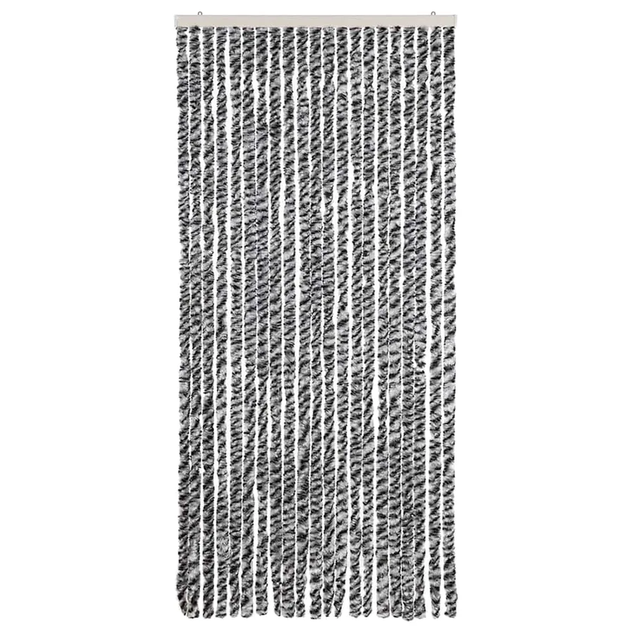 Rideau anti-mouches gris et noir et blanc 90x200 cm chenille - 3
