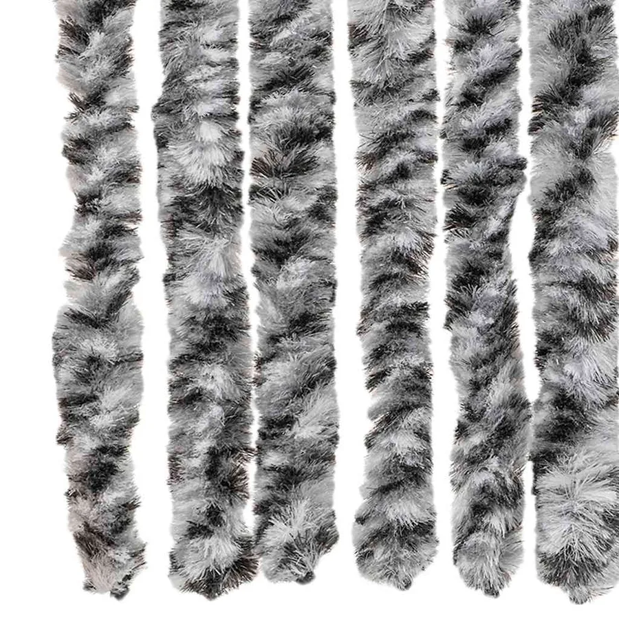 Rideau anti-mouches gris et noir et blanc 90x200 cm chenille - 5