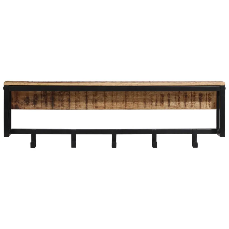Porte-manteau 87x10x27 cm bois de manguier massif brut - 2