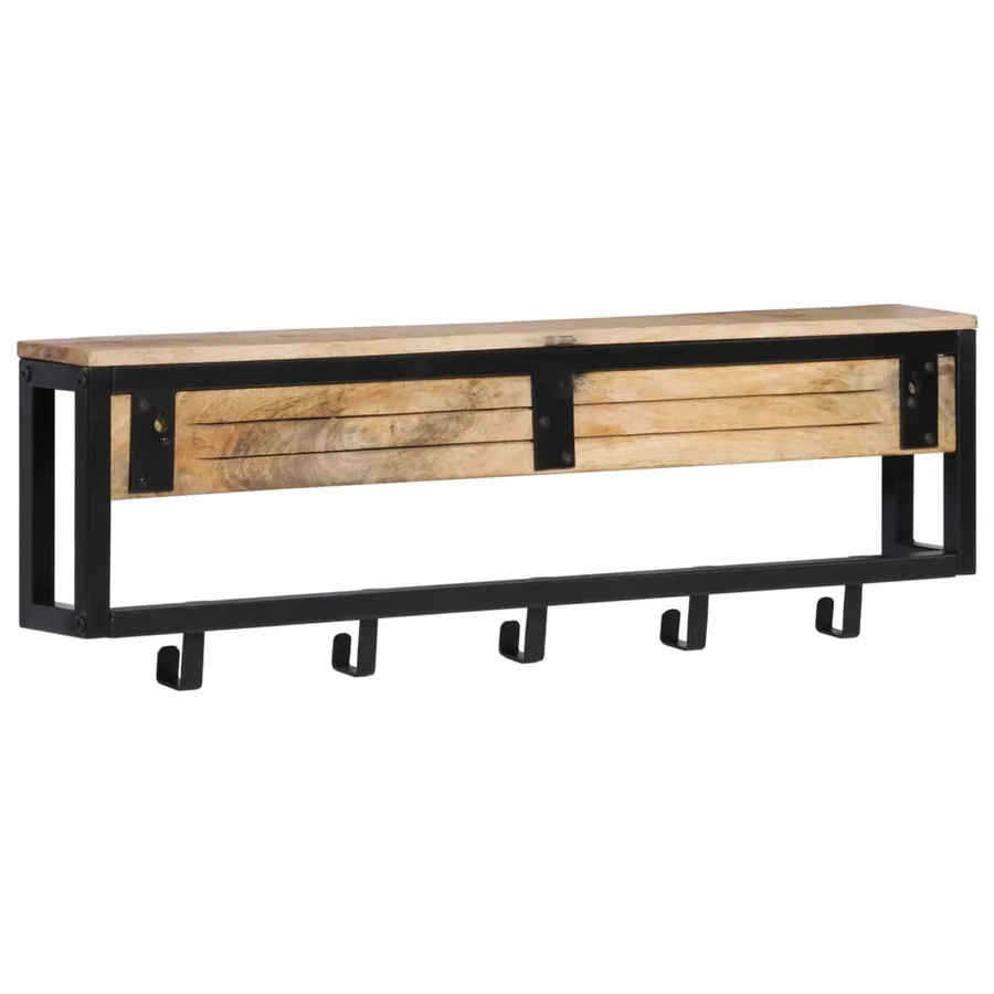 Porte-manteau 87x10x27 cm bois de manguier massif brut - 3