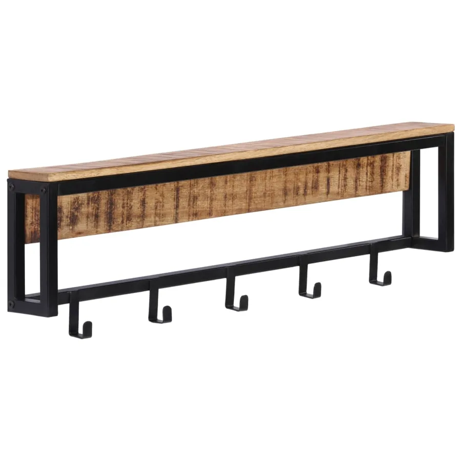Porte-manteau 87x10x27 cm bois de manguier massif brut - 9