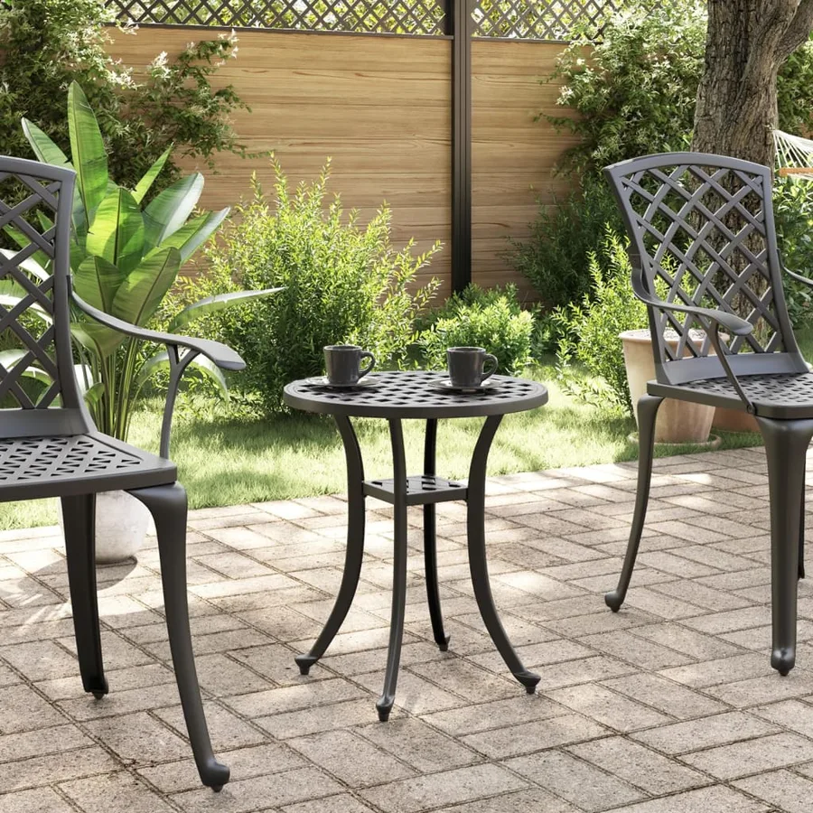 Table de jardin noir Ø48x53 cm aluminium coulé - 3