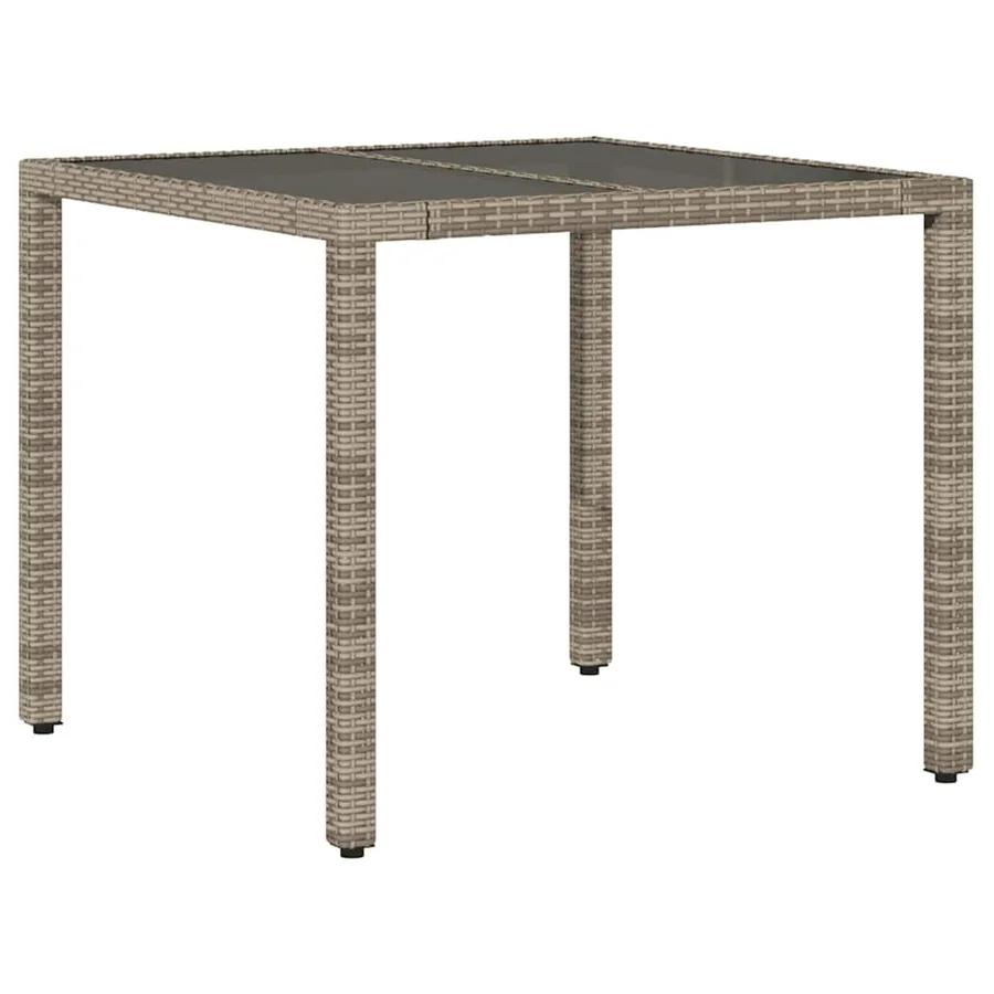 Table de jardin dessus en verre Gris 90x90x75 cm Résine tressée - 2