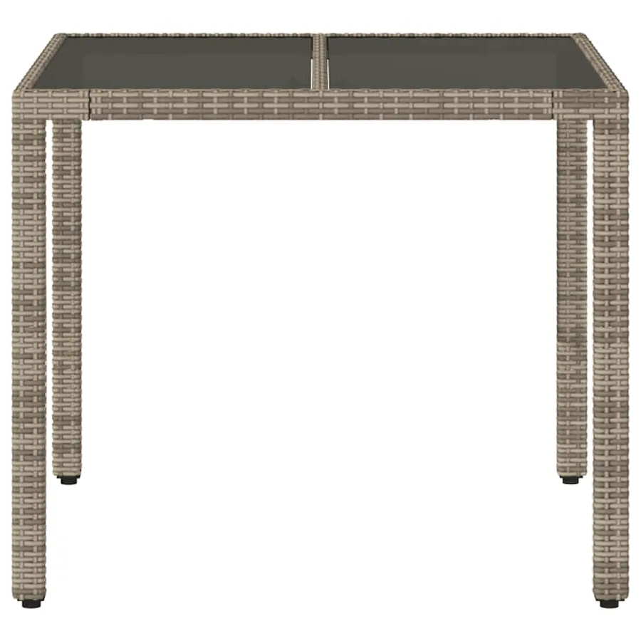 Table de jardin dessus en verre Gris 90x90x75 cm Résine tressée - 4