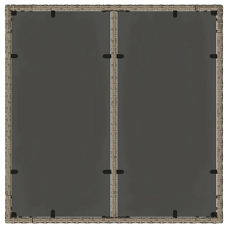 Table de jardin dessus en verre Gris 90x90x75 cm Résine tressée - 7