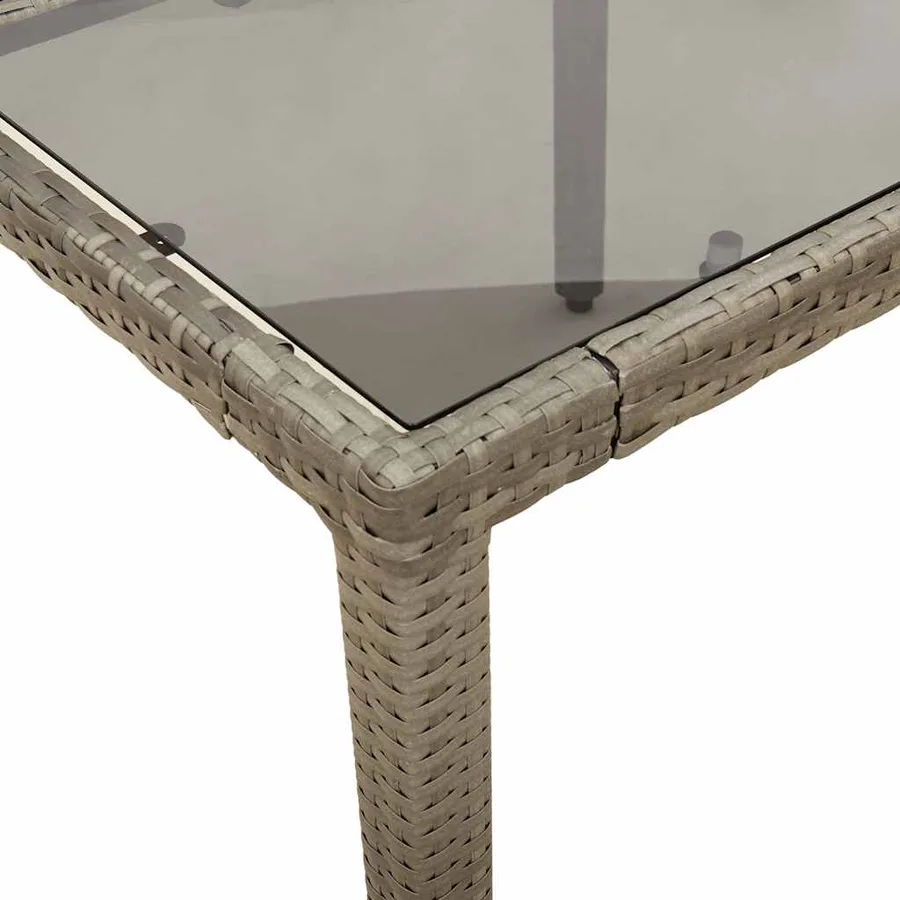 Table de jardin dessus en verre Gris 90x90x75 cm Résine tressée - 8
