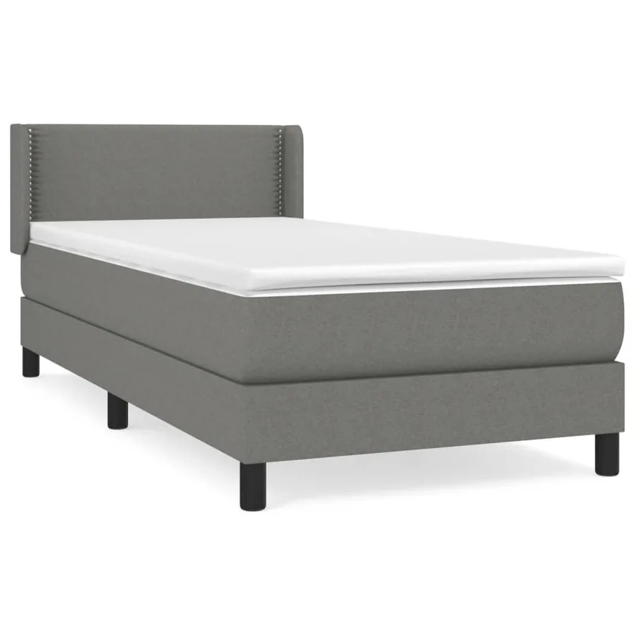 Sommier à lattes de lit avec matelas Gris foncé 90x200 cm Tissu - 2