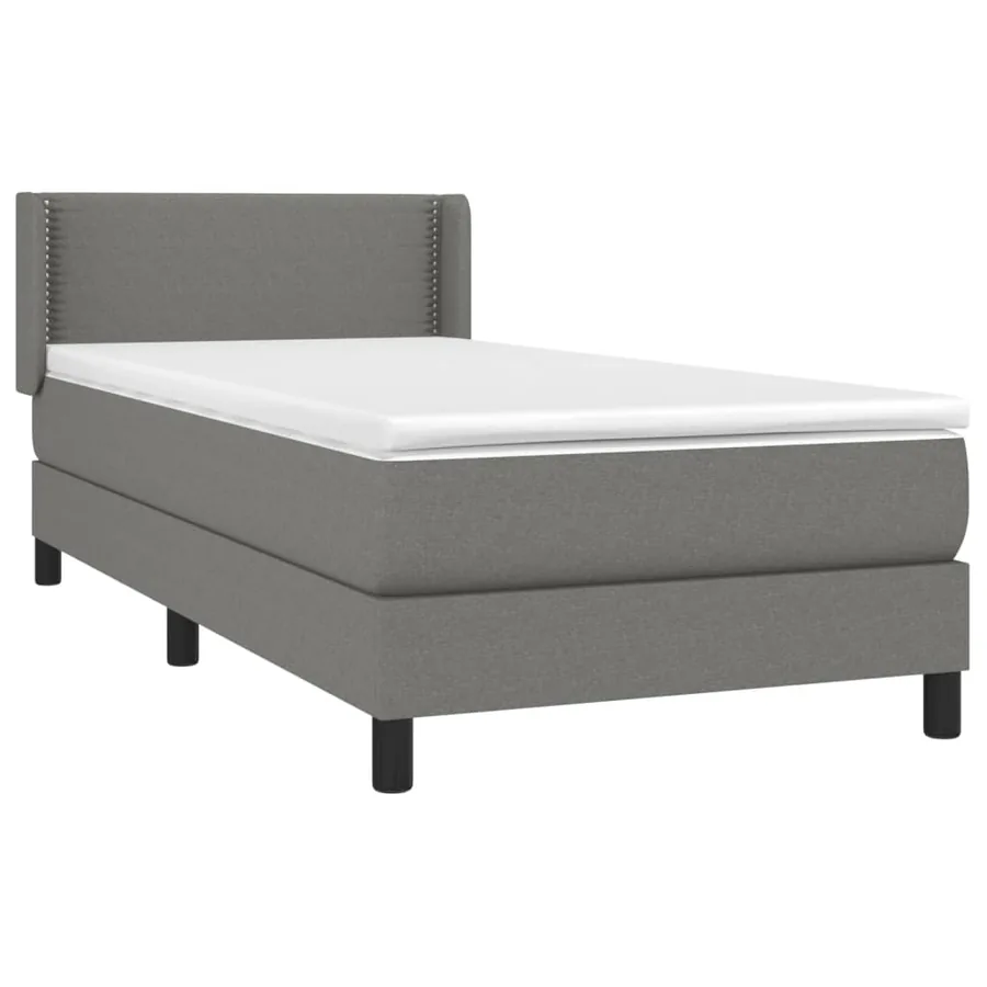 Sommier à lattes de lit avec matelas Gris foncé 90x200 cm Tissu - 3