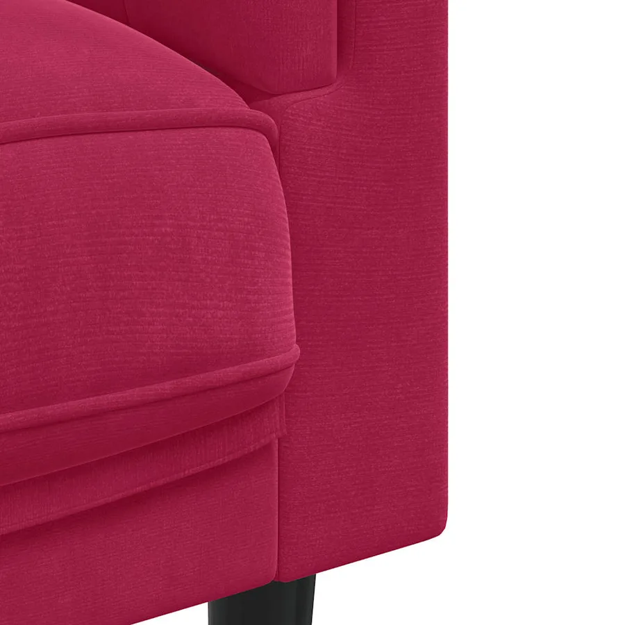 Fauteuil avec coussin rouge bordeaux velours - 7
