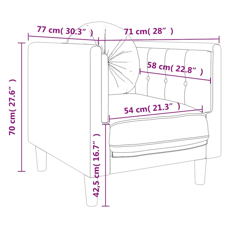 Fauteuil avec coussin rouge bordeaux velours - 9