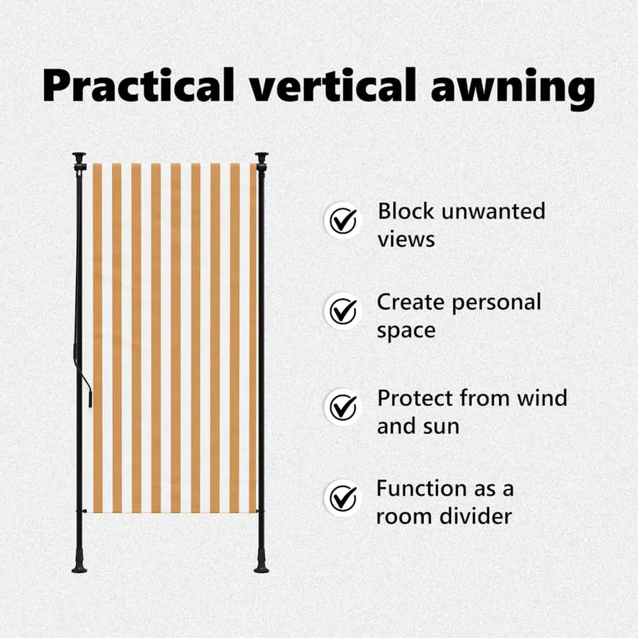 Store roulant d'extérieur orange et blanc 100x270cm tissu acier - 12