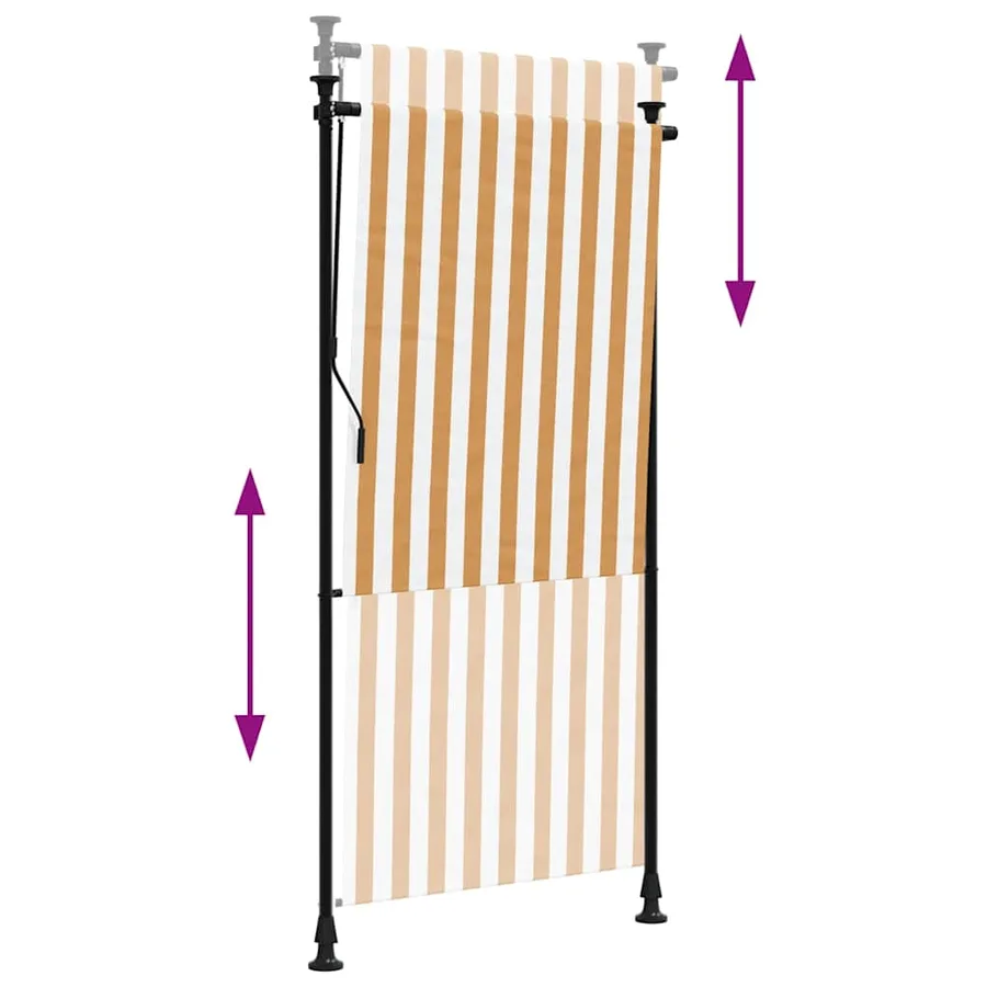 Store roulant d'extérieur orange et blanc 100x270cm tissu acier - 6