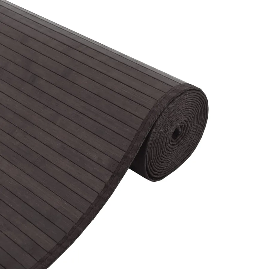 Tapis rectangulaire marron foncé 70x100 cm bambou - 4
