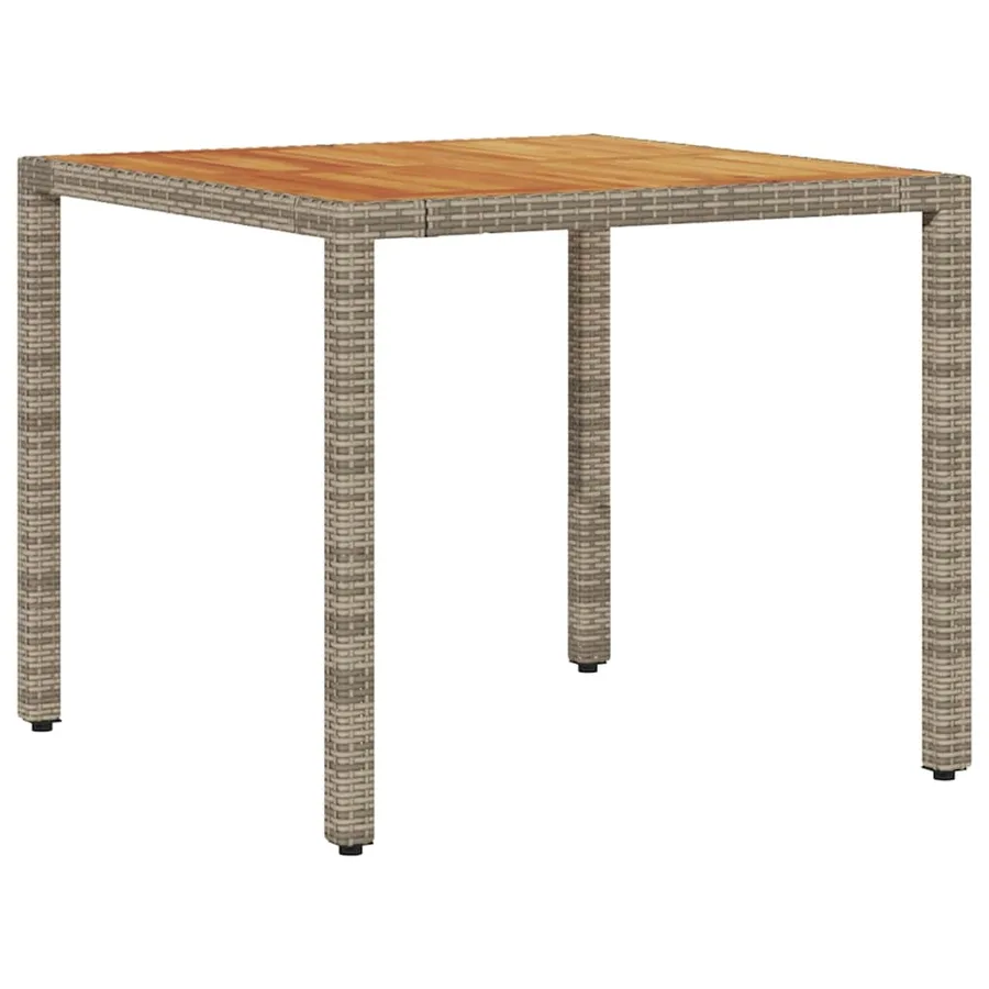 Table de jardin et dessus en bois d'acacia gris résine tressée - 2