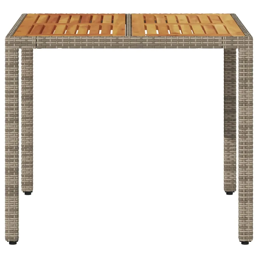 Table de jardin et dessus en bois d'acacia gris résine tressée - 4