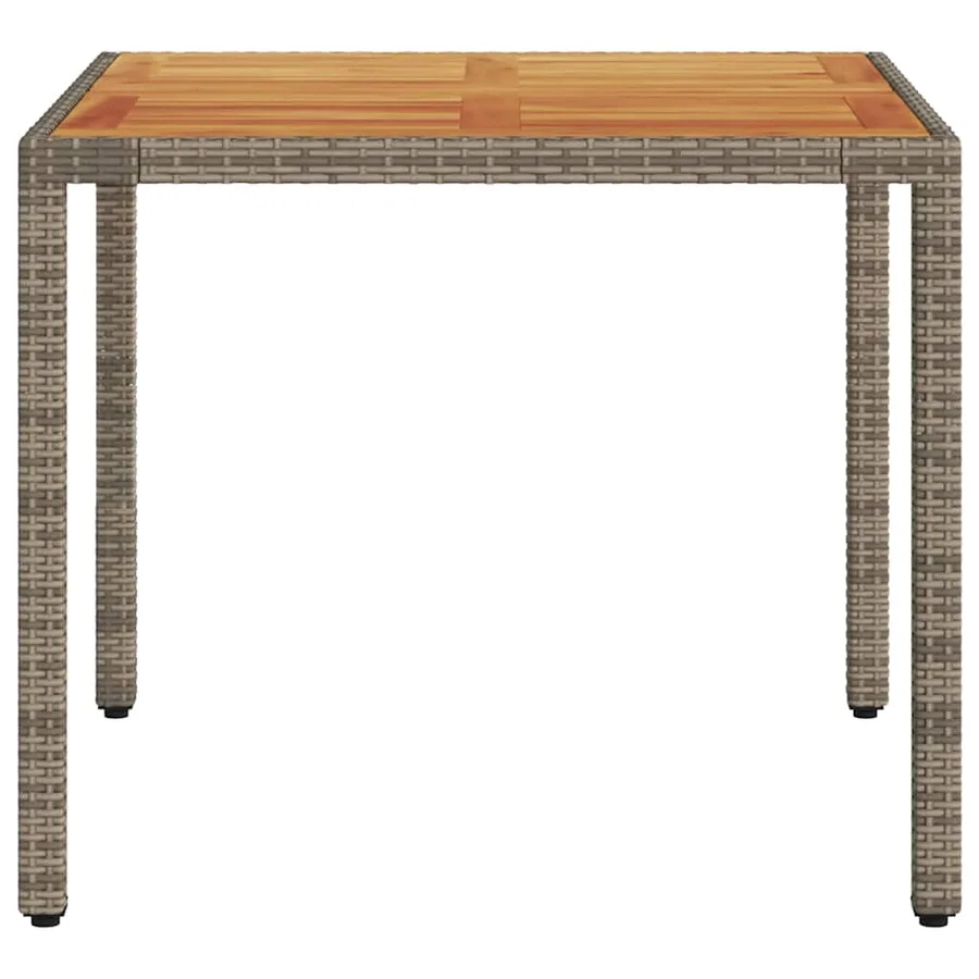 Table de jardin et dessus en bois d'acacia gris résine tressée - 5