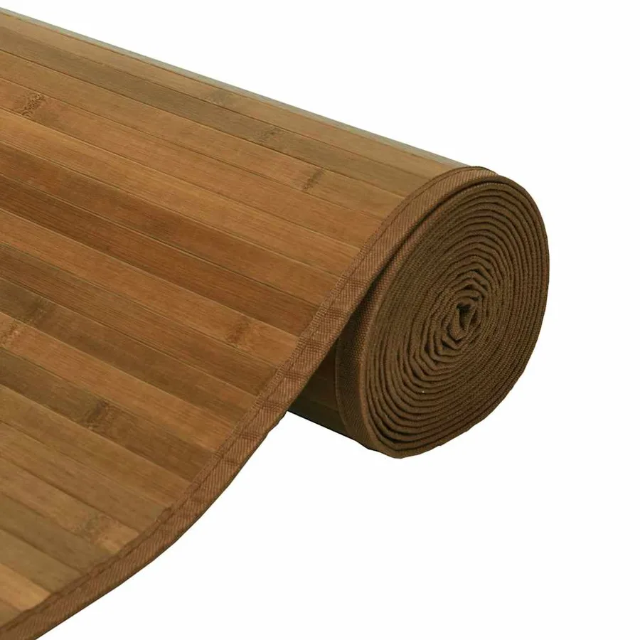 Tapis rectangulaire marron 100x300 cm bambou - 4