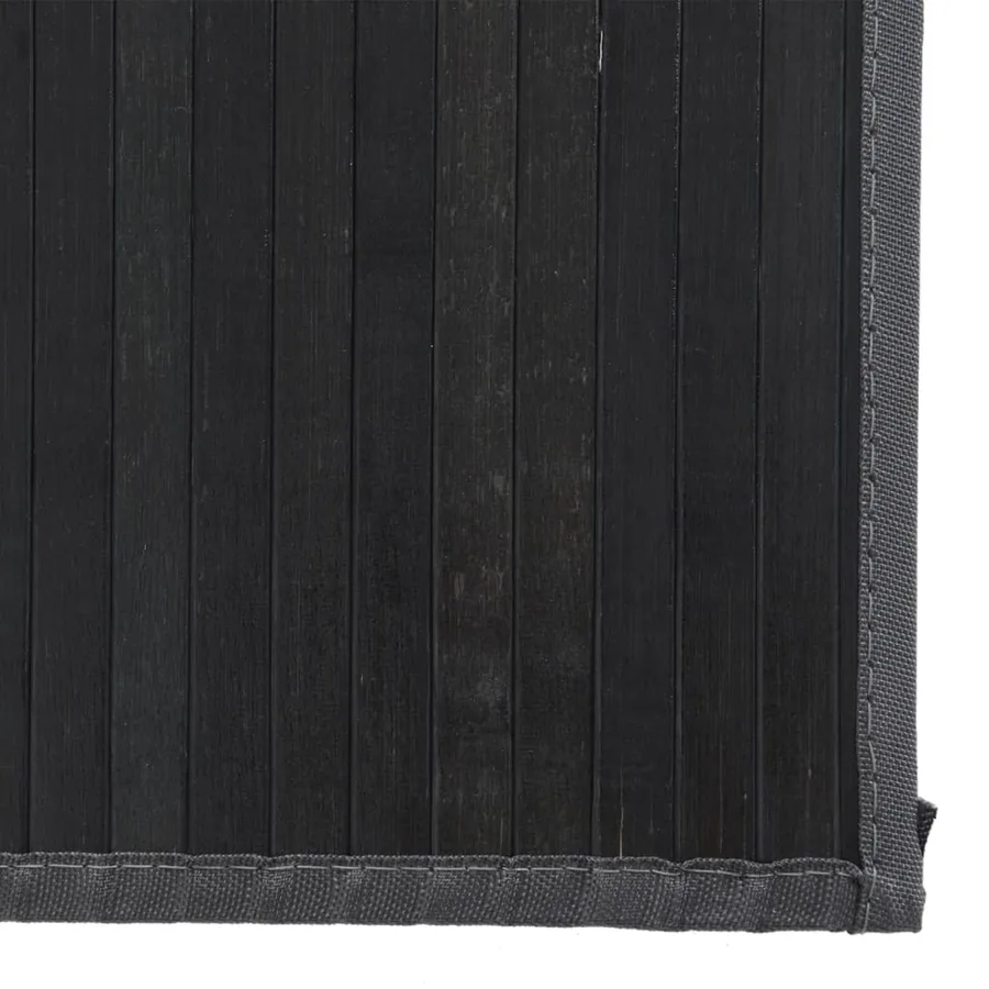 Tapis rectangulaire noir 80x200 cm bambou - 6