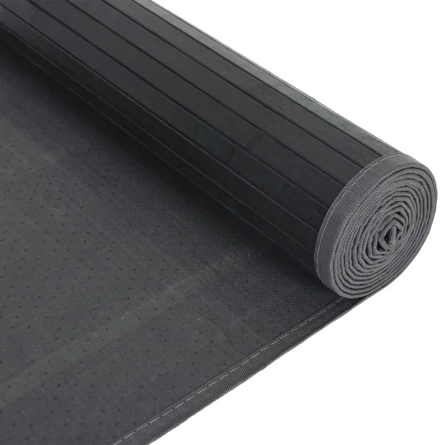 Tapis rectangulaire gris 80x100 cm bambou - 5