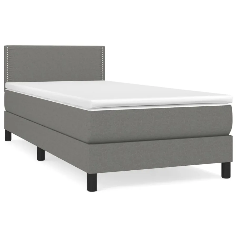 Sommier à lattes de lit avec matelas Gris foncé 90x200 cm Tissu - 2