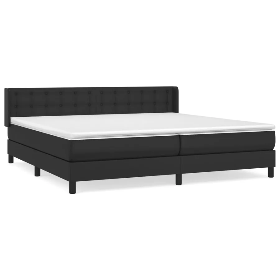 Sommier à lattes de lit avec matelas Noir 200x200 cm Similicuir - 2