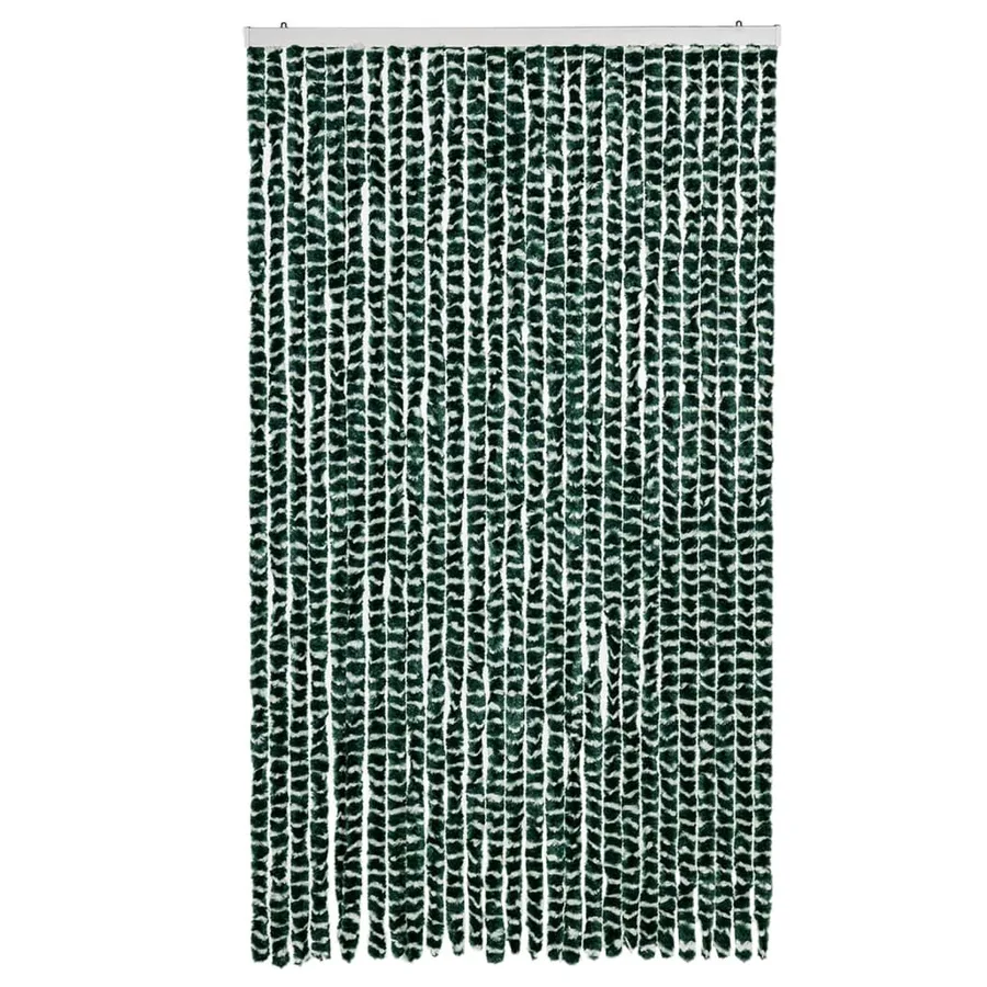 Rideau anti-mouches vert et blanc 118x220 cm chenille - 3