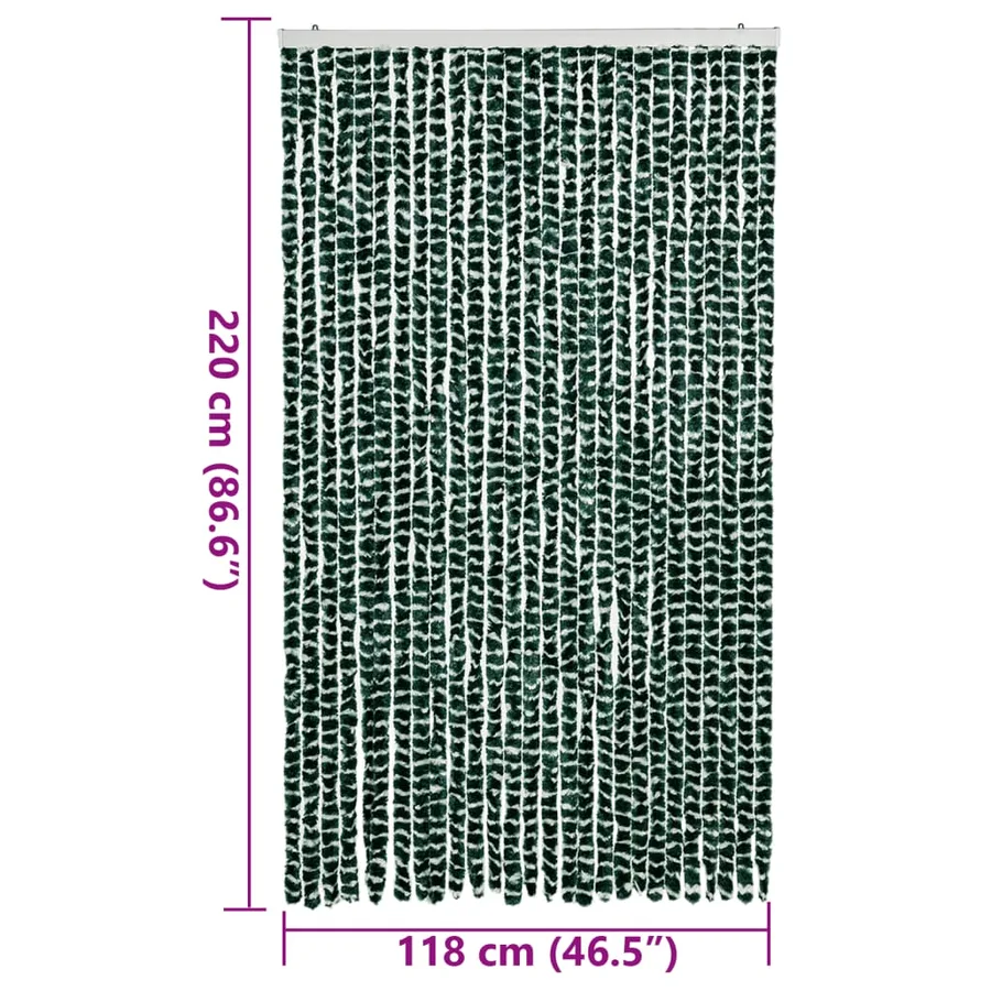 Rideau anti-mouches vert et blanc 118x220 cm chenille - 7