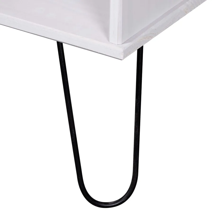 Table basse New York blanc et naturel bois de pin massif - 3