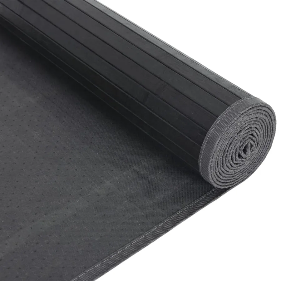 Tapis rectangulaire noir 80x300 cm bambou - 5