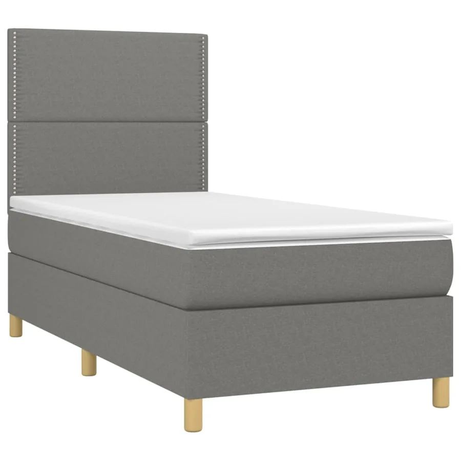 Sommier à lattes de lit avec matelas et LED Gris foncé 90x200cm - 3