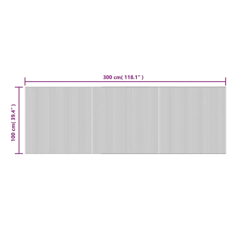 Tapis rectangulaire marron foncé 100x300 cm bambou - 8
