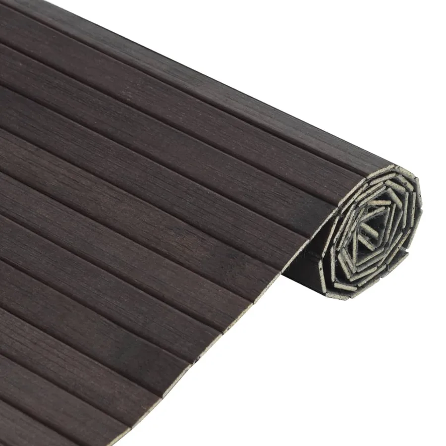 Tapis rectangulaire marron foncé 60x100 cm bambou - 4