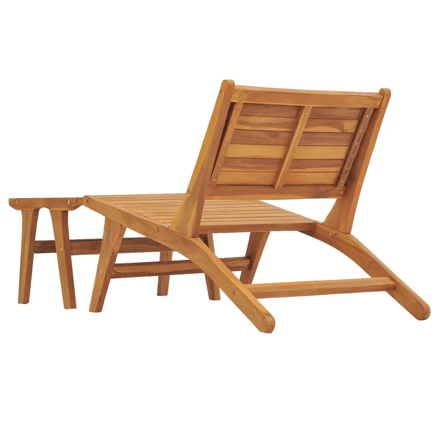 Chaise de jardin avec repose-pied Bois de teck solide - 3