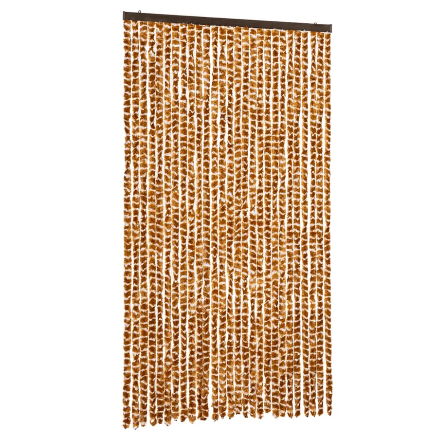 Rideau anti-mouches ocre et blanc 118x220 cm chenille - 2