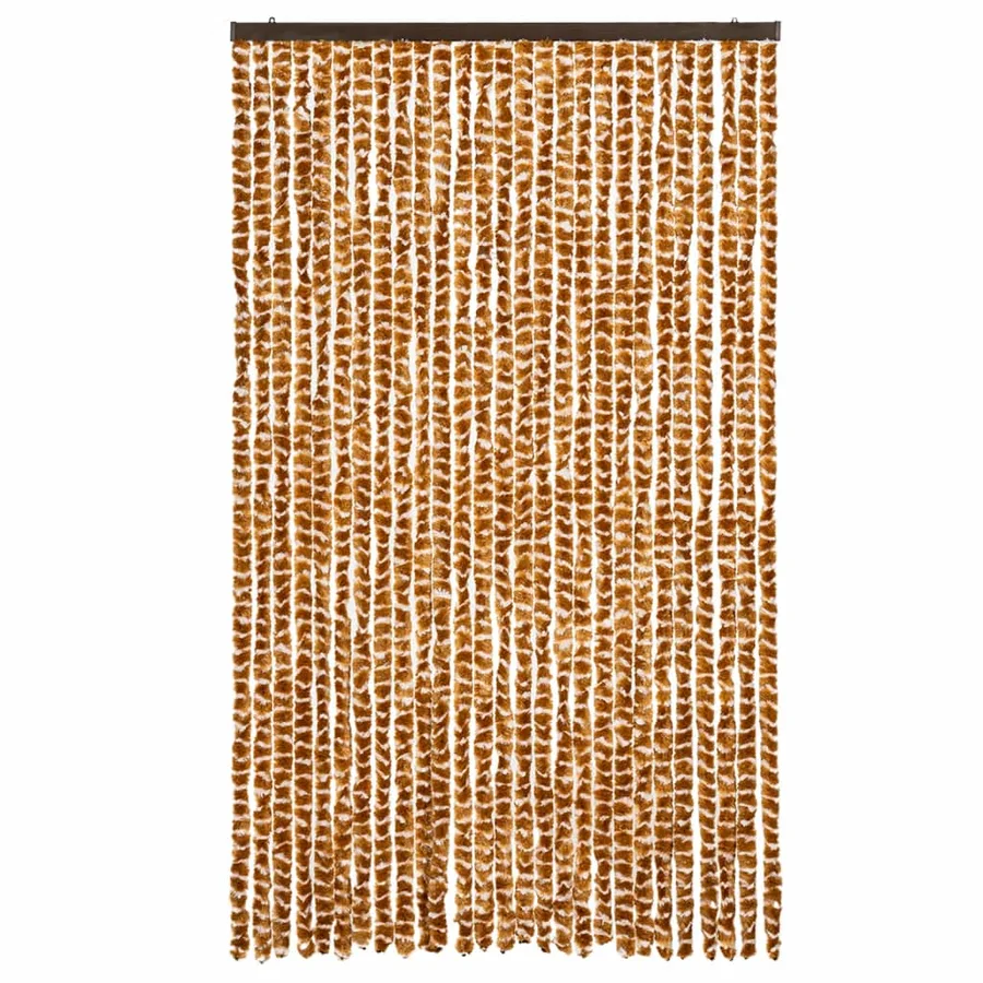 Rideau anti-mouches ocre et blanc 118x220 cm chenille - 3