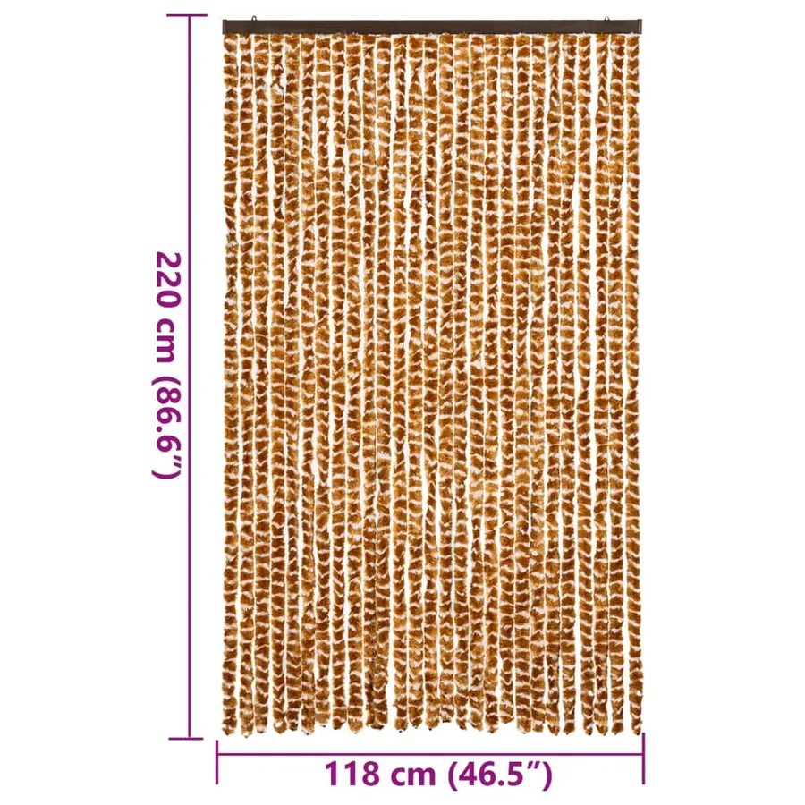 Rideau anti-mouches ocre et blanc 118x220 cm chenille - 7