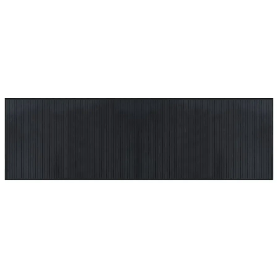 Tapis rectangulaire noir 60x200 cm bambou - 2