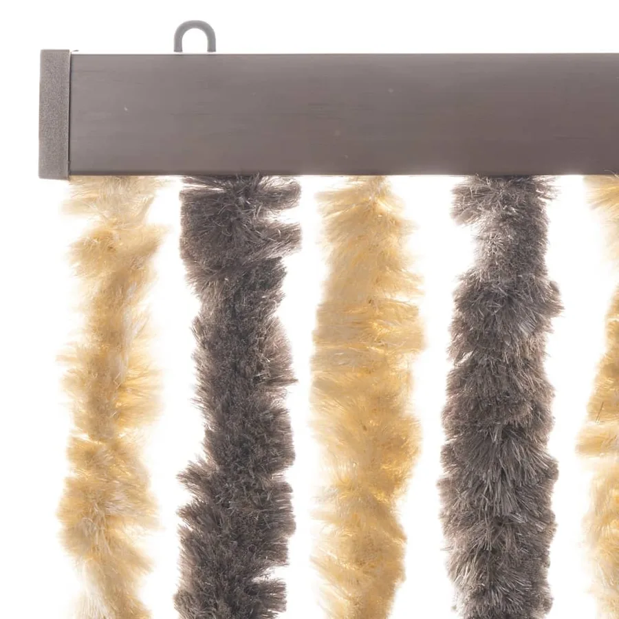 Rideau anti-mouches marron foncé et beige 118x220 cm chenille - 4