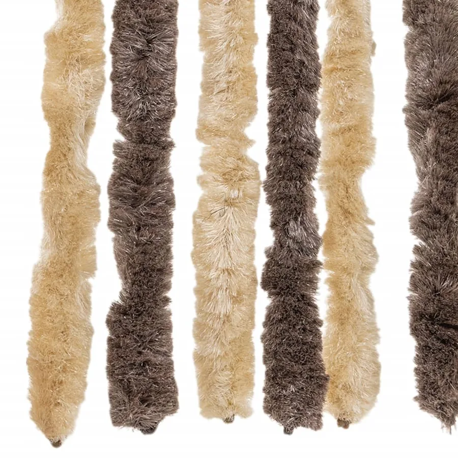 Rideau anti-mouches marron foncé et beige 118x220 cm chenille - 6