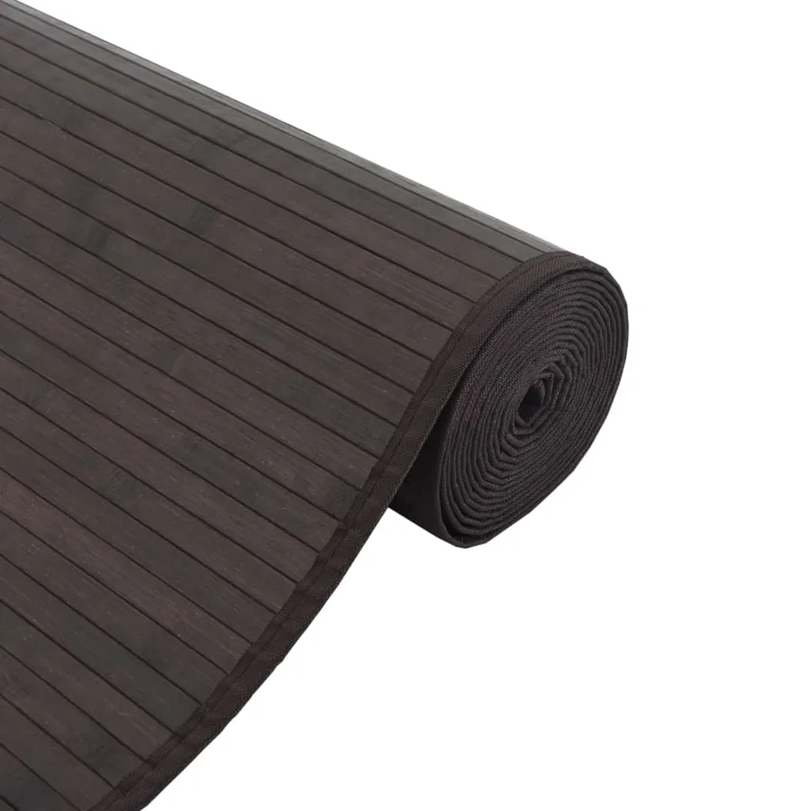 Tapis rectangulaire marron foncé 100x1000 cm bambou - 4