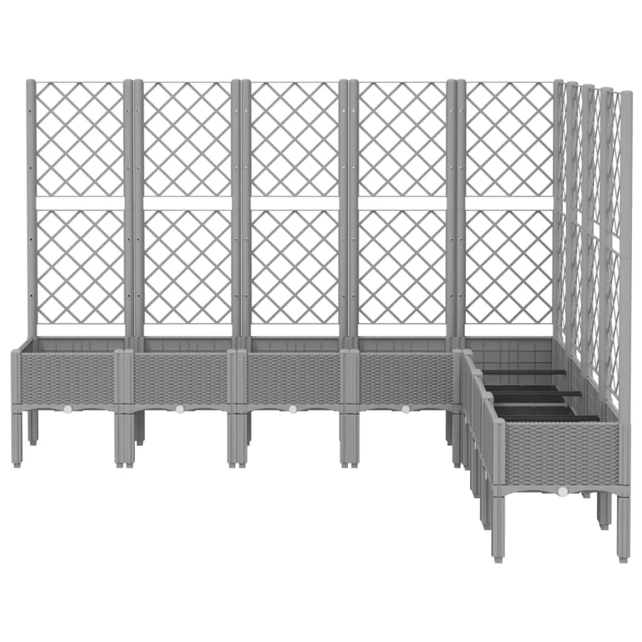 Jardinière avec treillis gris clair 200x160x142 cm PP - 3