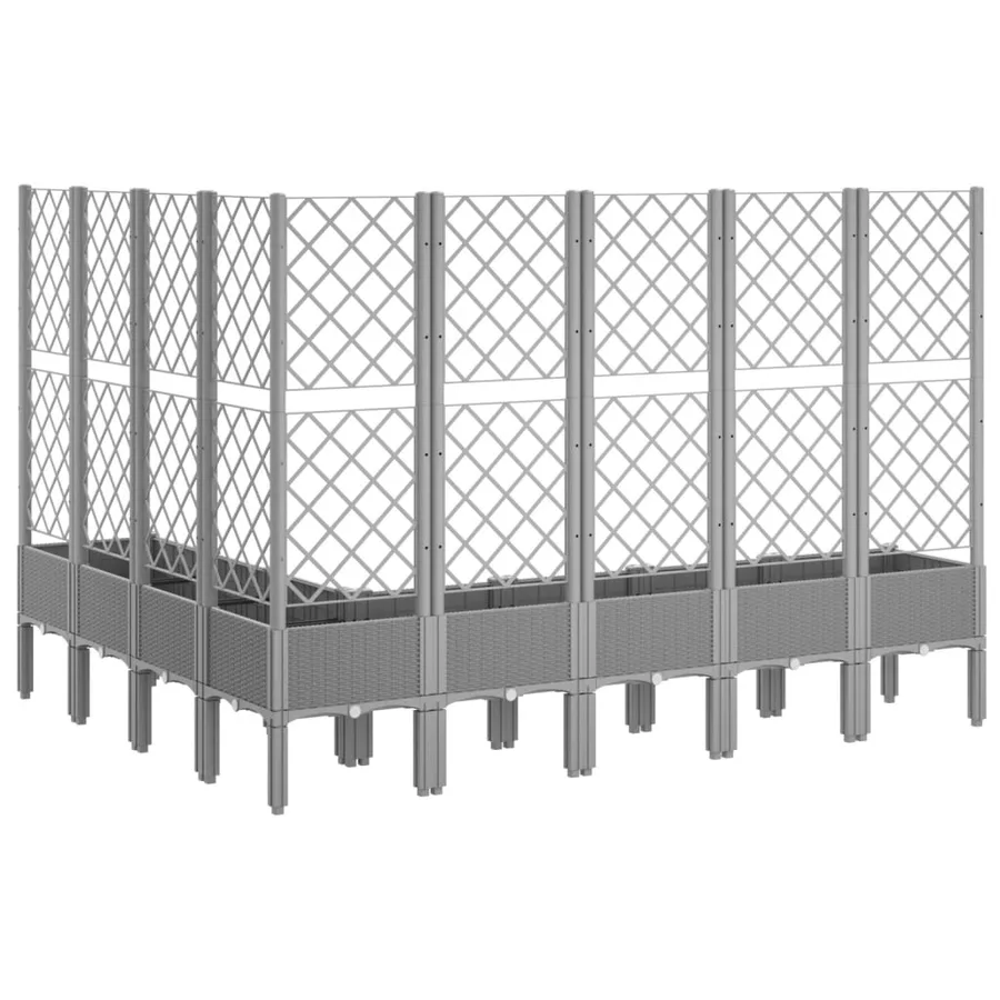 Jardinière avec treillis gris clair 200x160x142 cm PP - 5