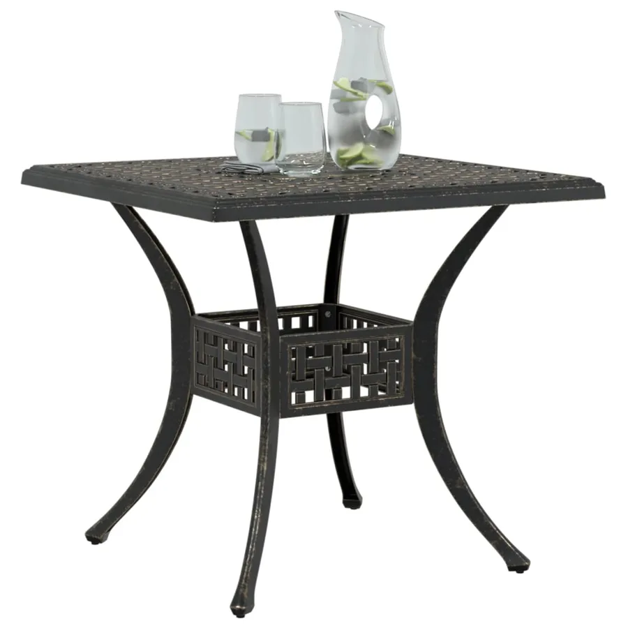 Table de jardin bronze 80x80x75 cm aluminium coulé - 4